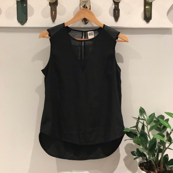 🍷 Vero Moda Tank With Faux Leather Detail - Picture 1 of 4